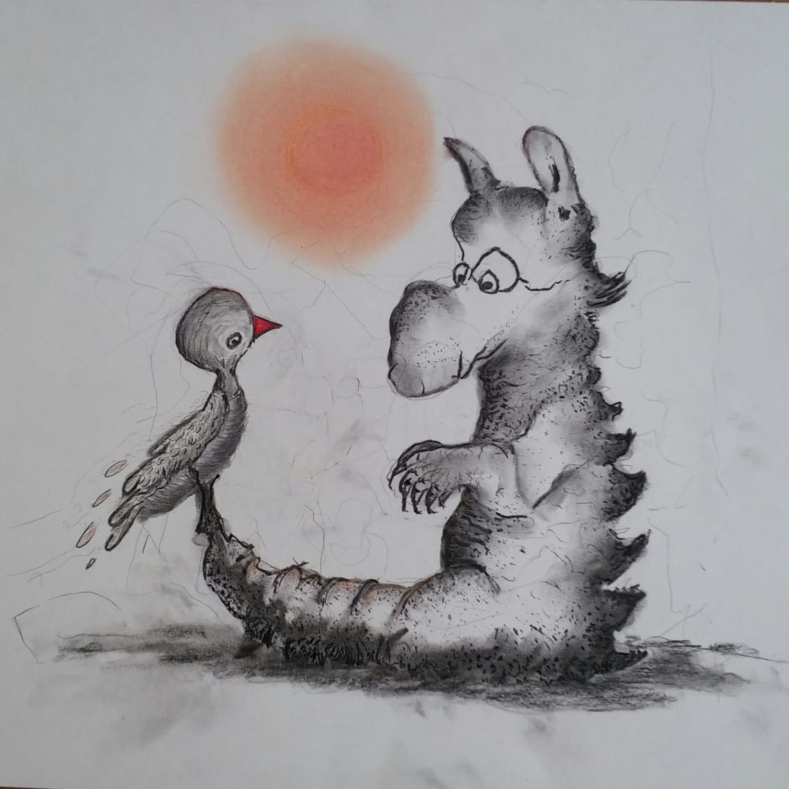Den snille dragen / The friendly dragon (SOLD)
