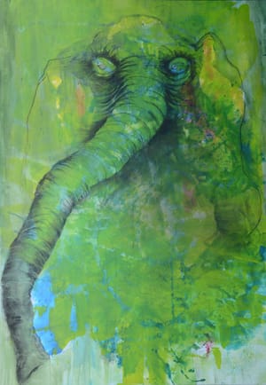 Grønn elefant/ Green Elephant (SOLD)